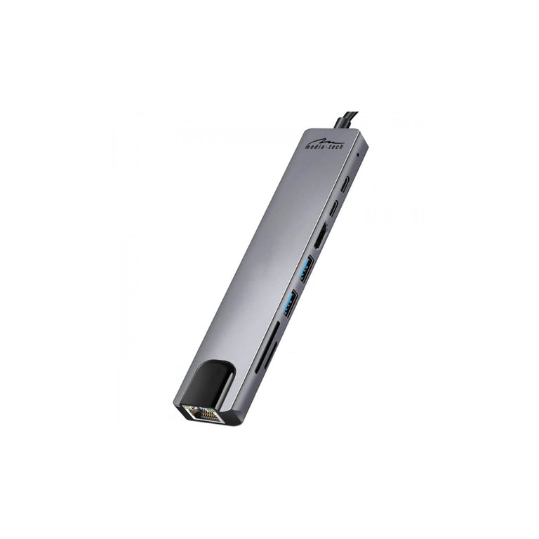 Концентратор Media-Tech USB-C 8-in-1 HDMI 4K/2xUSB-A/2xUSB-C/RJ45/SD/TF/PD 100W USB3.1 (MT5046) - фото 2