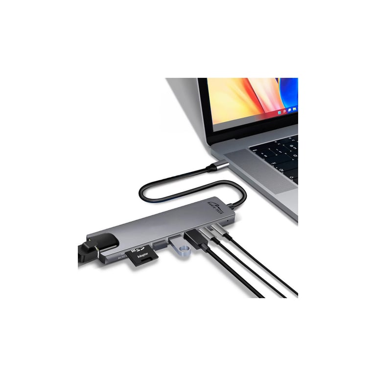 Концентратор Media-Tech USB-C 8-in-1 HDMI 4K/2xUSB-A/2xUSB-C/RJ45/SD/TF/PD 100W USB3.1 (MT5046) - фото 4