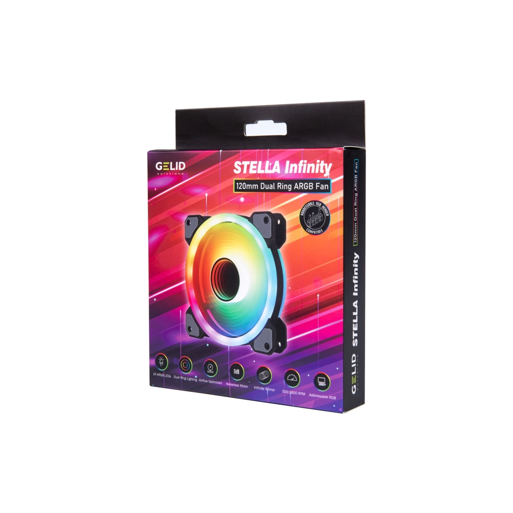 Кулер до корпусу Gelid Solutions Stella ARGB 120mm (FN-STELLA-03) - фото 3 Кулер до корпусу Gelid Solutions Stella ARGB 120mm (FN-STELLA-03) - фото 3