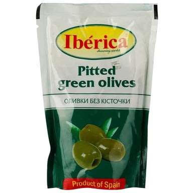 Овочева консервація Iberica Оливки зелені без кісточки в пакеті 170 г (8436024294668)
