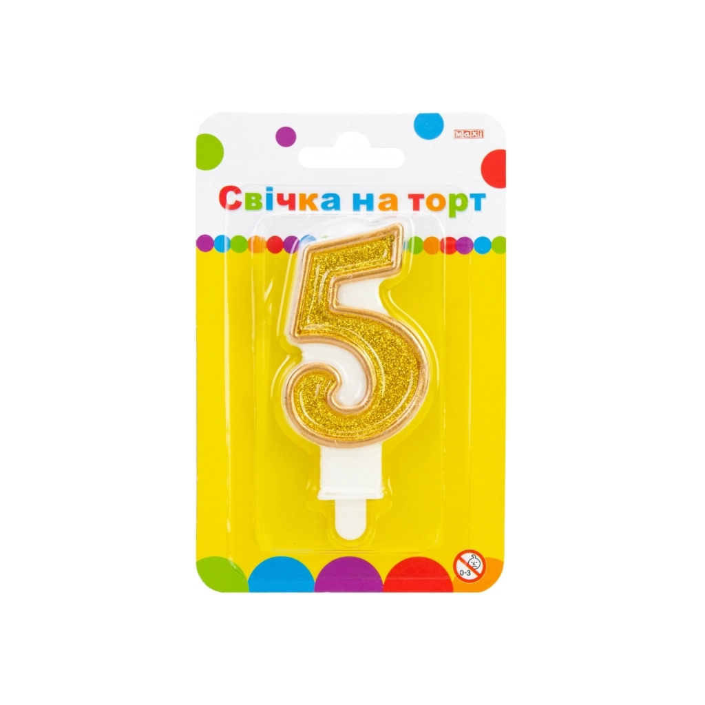 Свічка Maxi золотиста двостороння з блискітками Свічка Maxi золотиста двостороння з блискітками