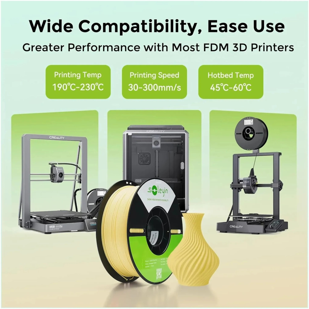 Пластик для 3D-принтера Creality Soleyin 1кг, 1.75мм, greem (3301010503) - фото 7 Пластик для 3D-принтера Creality Soleyin 1кг, 1.75мм, greem (3301010503) - фото 7