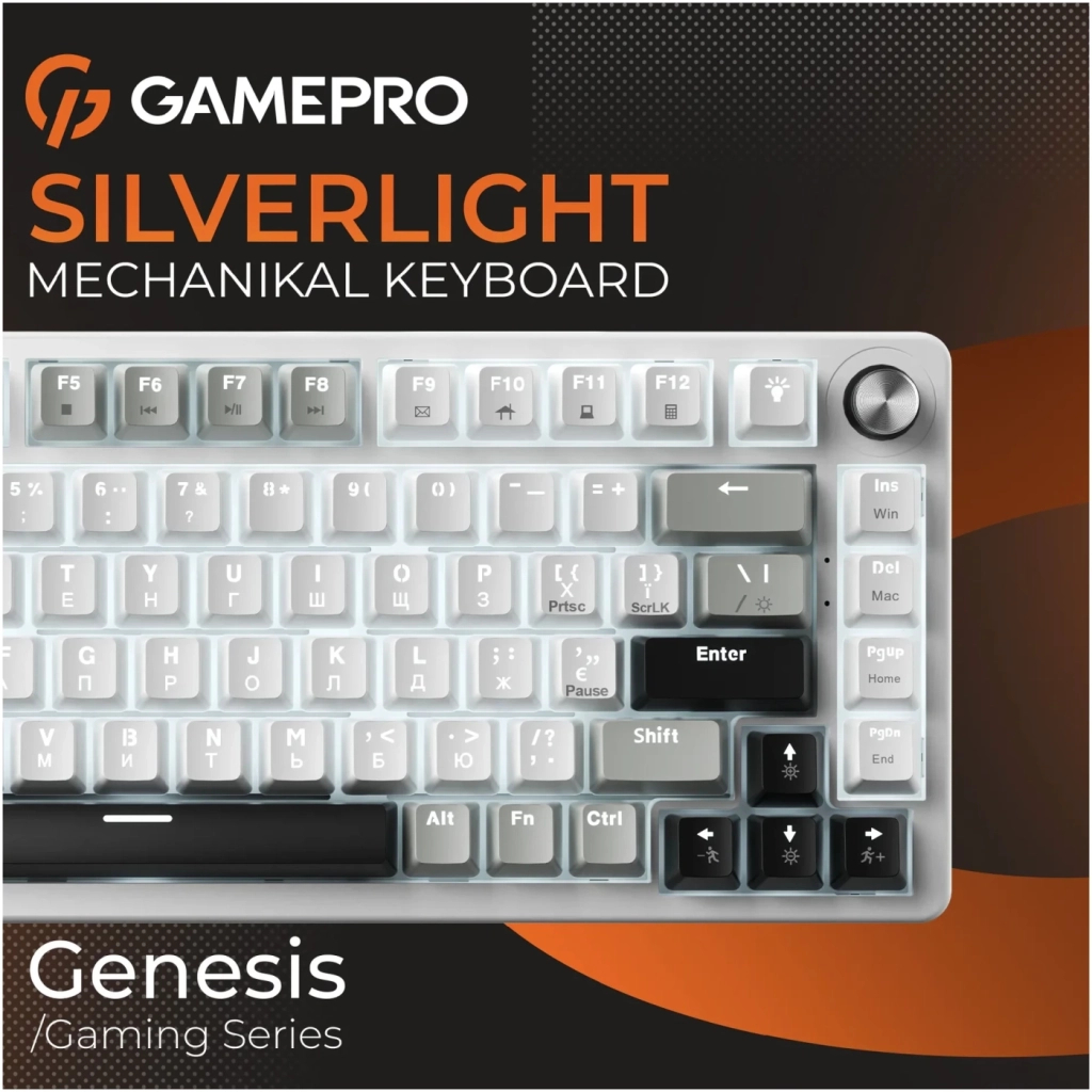 Клавіатура GamePro Genesis Silverlight MK126 USB UA Grey (MK126) - фото 4 Клавіатура GamePro Genesis Silverlight MK126 USB UA Grey (MK126) - фото 4