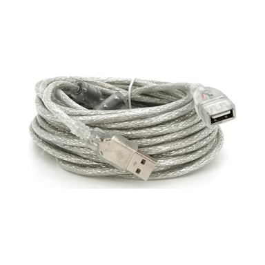 Дата кабель USB 2.0 AM/AF 10.0m ferrite transparent white Voltronic (YT-AM/AF-10TBL) - фото 1