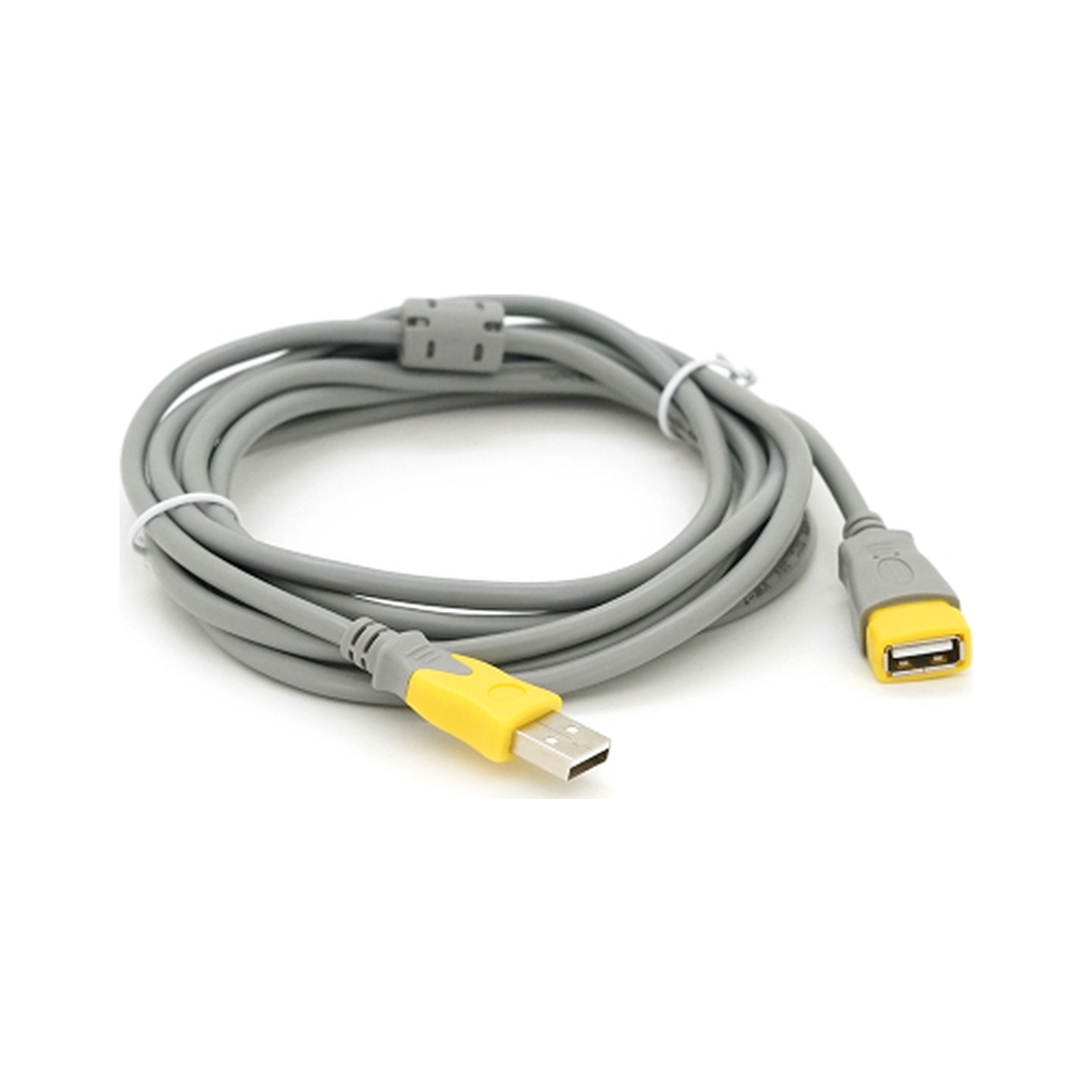 Дата кабель USB 2.0 AM/AF 3.0m ferrite grey yellow V-LINK (YT-AM/AF-3.0GY) - фото 1