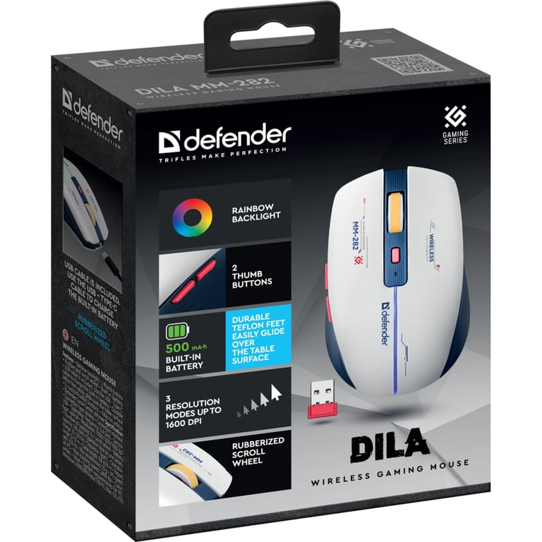 Мишка Defender Dila MM-282 Wireless White/Blue (52282) - фото 4