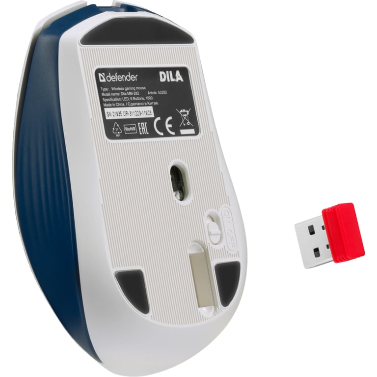 Мишка Defender Dila MM-282 Wireless White/Blue (52282) - фото 7