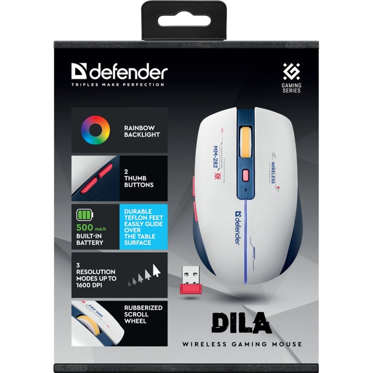 Мишка Defender Dila MM-282 Wireless White/Blue (52282) - фото 8