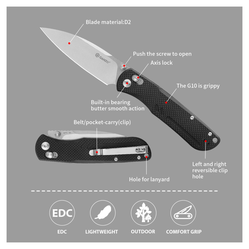 Ніж Ganzo G771-BK - фото 2 Ніж Ganzo G771-BK - фото 2