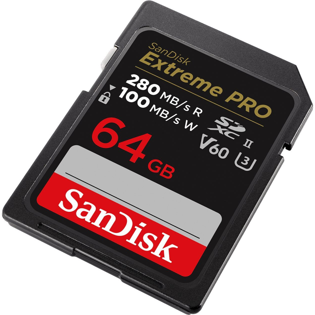 Карта пам'яті SanDisk 64GB SD class 10 UHS-I U3 V60 R280/W100MB/s Extreme PRO (SDSDXEP-064G-GN4IN) - фото 2 Карта пам'яті SanDisk 64GB SD class 10 UHS-I U3 V60 R280/W100MB/s Extreme PRO (SDSDXEP-064G-GN4IN) - фото 2