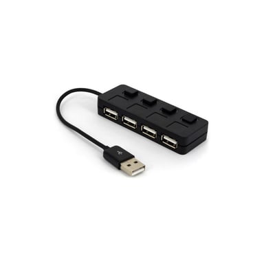 Концентратор Voltronic USB 2.0 to 4xUSB with LED buttons black (YT-H4L-B) - фото 1