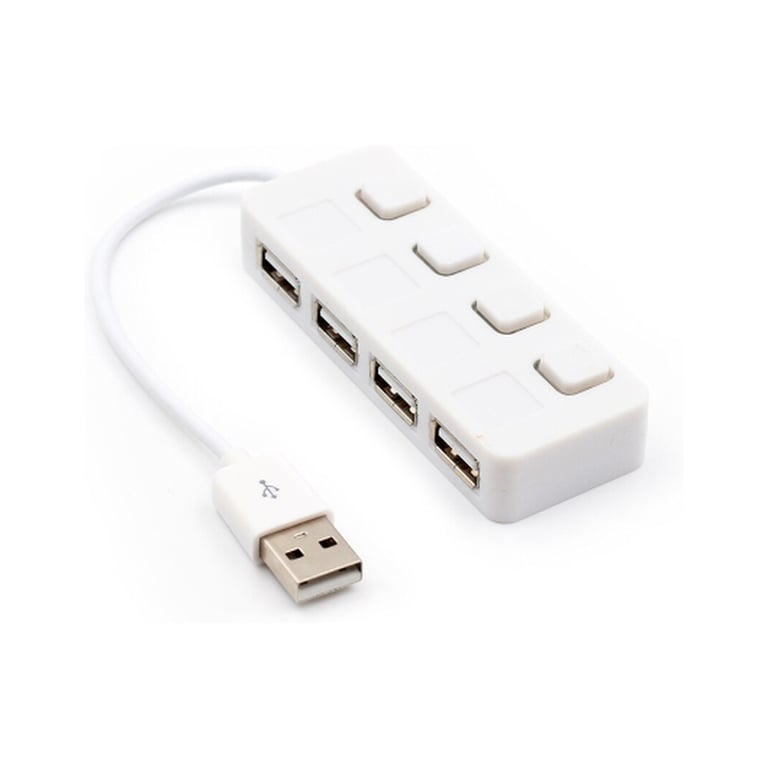 Концентратор Voltronic USB 2.0 to 4xUSB with LED buttons white (YT-H4L-W) - фото 1