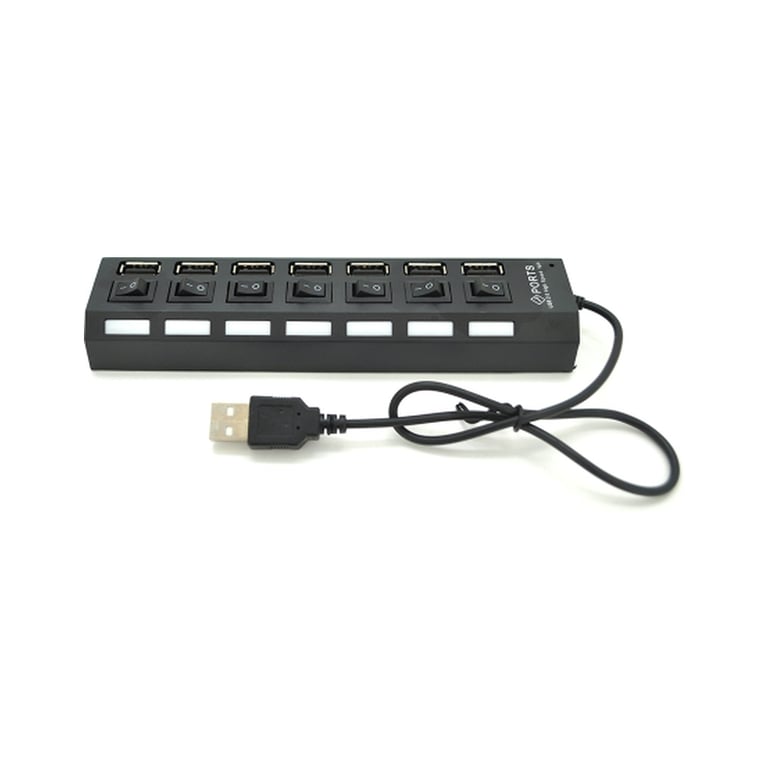 Концентратор Voltronic USB 2.0 to 7xUSB with switches black (YT-H7SHS-B) - фото 1