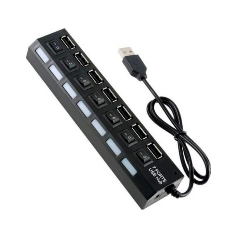 Концентратор Voltronic USB 2.0 to 7xUSB with switches black (YT-H7SHS-B) - фото 2