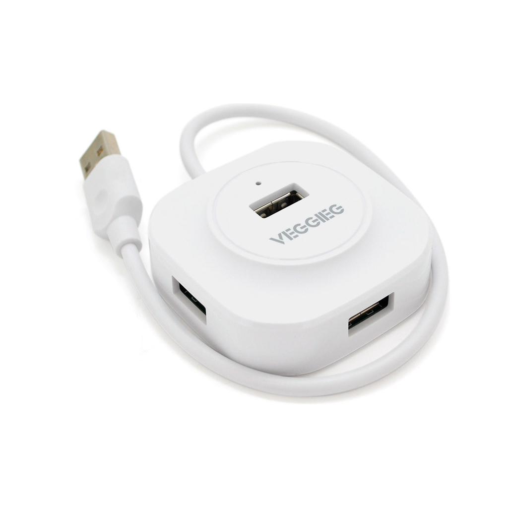 Концентратор VEGGIEG USB 2.0 to 4xUSB 0.3m white (V-U2407) - фото 1