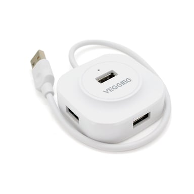 Концентратор VEGGIEG USB 2.0 to 4xUSB 0.3m white (V-U2407) - фото 1