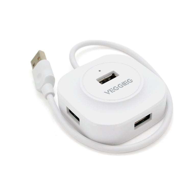 Концентратор VEGGIEG USB 2.0 to 4xUSB 0.3m white (V-U2407)