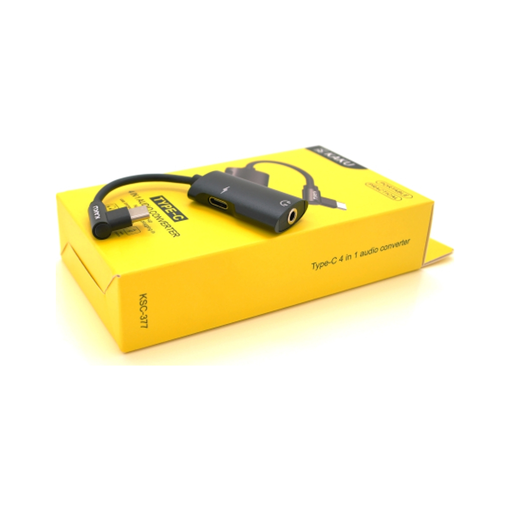 Перехідник USB-C 4-in-1 Audio Adapter USB-C + 3.5mm black iKAKU (KSC-377-TC) Перехідник USB-C 4-in-1 Audio Adapter USB-C + 3.5mm black iKAKU (KSC-377-TC)