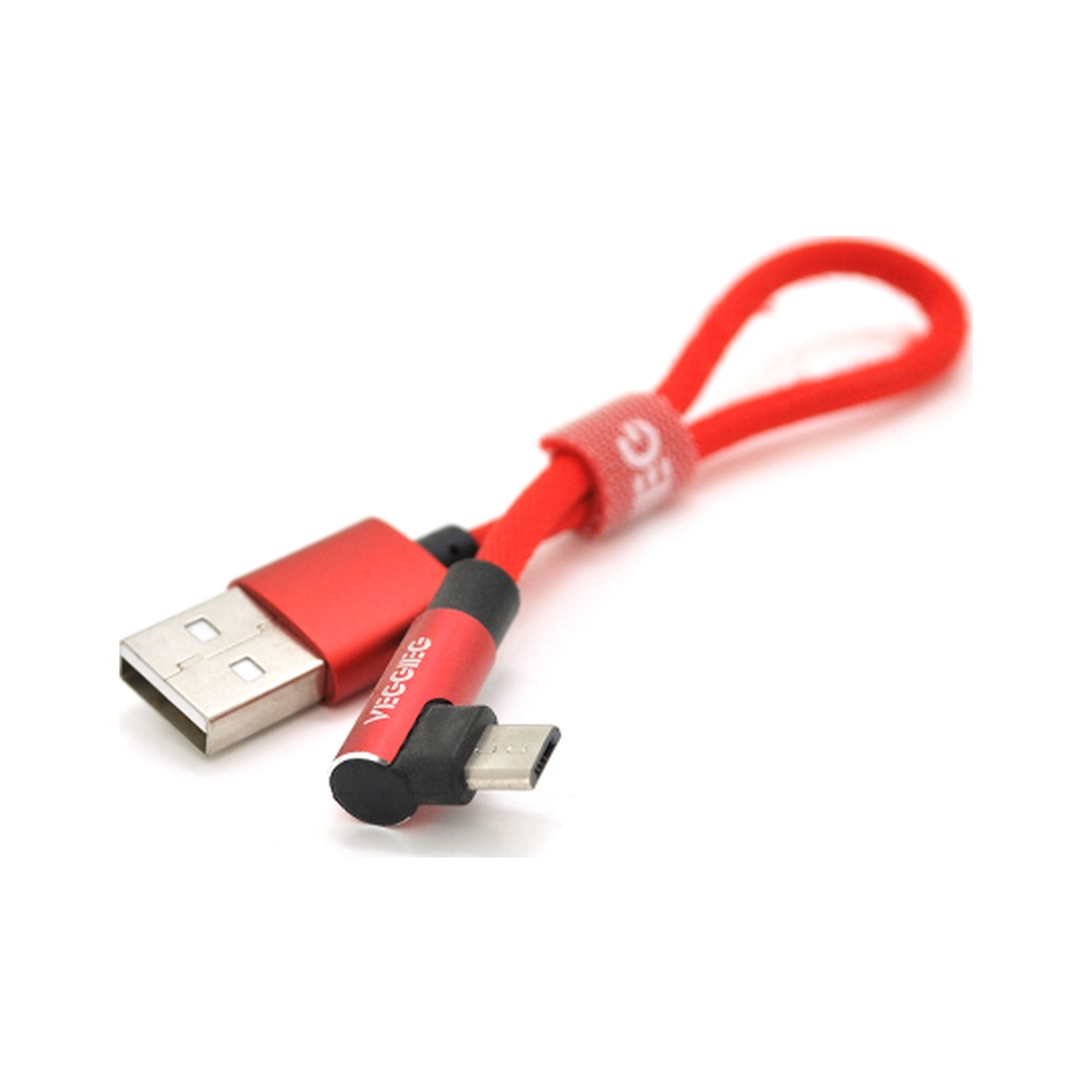 Дата кабель USB 2.0 AM to Micro 5P 0.2m 2.4A black VEGGIEG (YT-UA-20R) - фото 1
