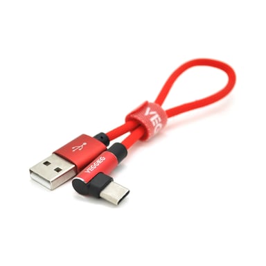 Дата кабель USB 2.0 AM to USB-C 0.2m 2.4A red VEGGIEG (YT-UT-20R) - фото 1