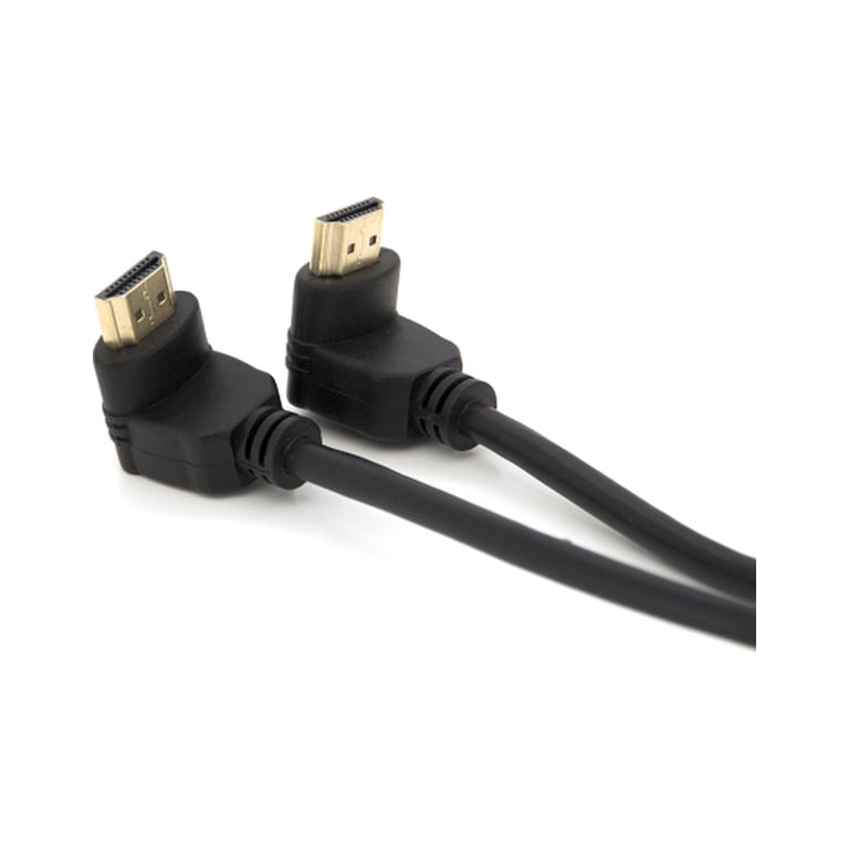Кабель мультимедійний HDMI M to HDMI M 1.0m V1.4 90° corner black Merlion (YT-HDMI-1.0m/90°-90°) - фото 1