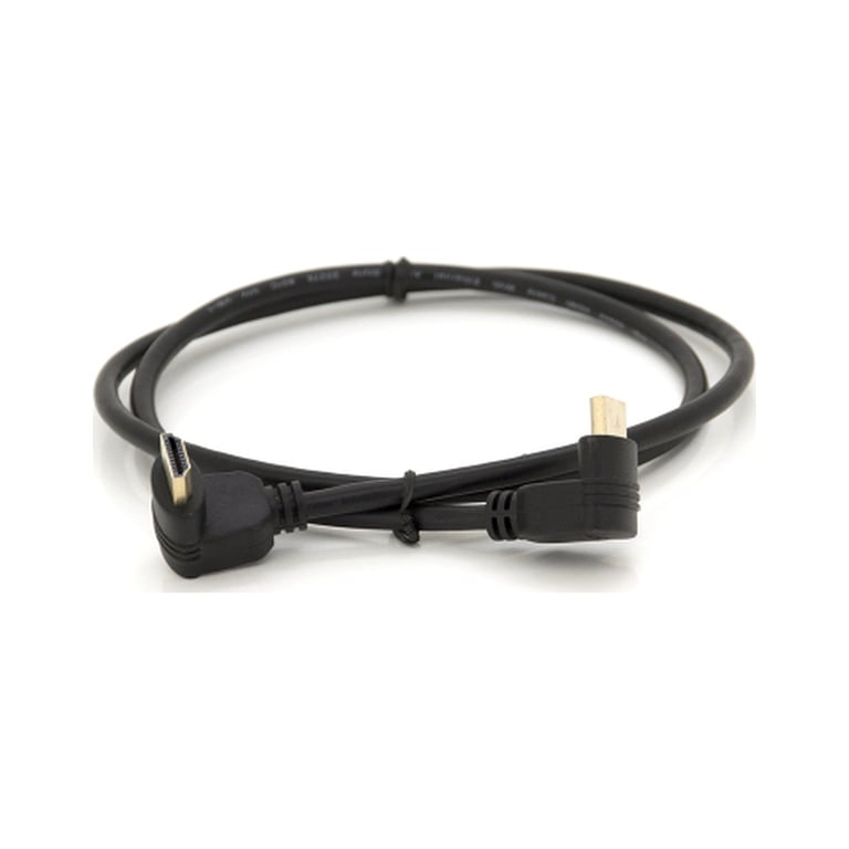 Кабель мультимедійний HDMI M to HDMI M 1.0m V1.4 90° corner black Merlion (YT-HDMI-1.0m/90°-90°) - фото 2