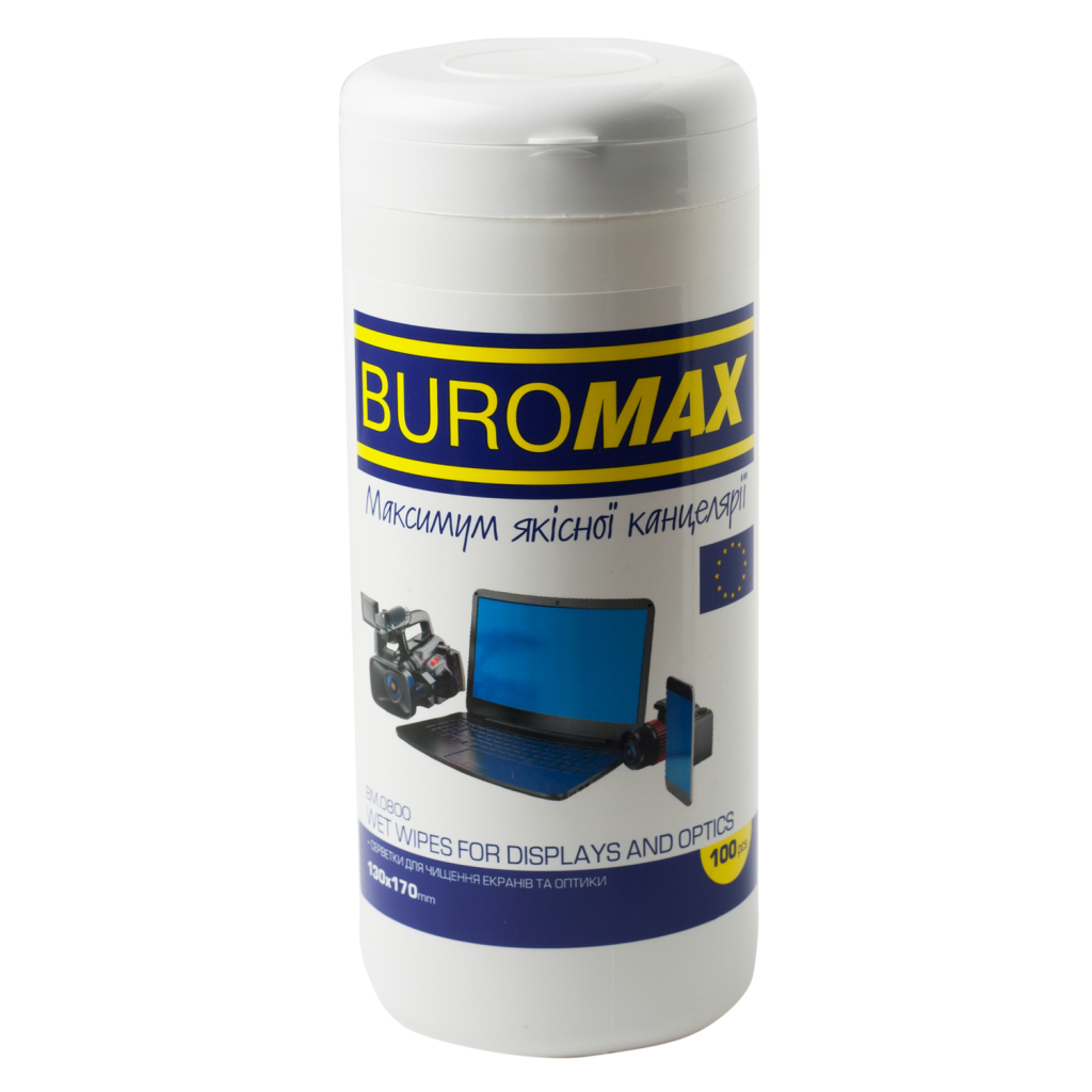 Серветки Buromax Wet wipes for DISPLAYS and OPTICS 100pcs, tube (BM.0800) - фото 1