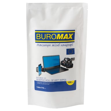 Серветки Buromax Wet wipes for DISPLAYS and OPTICS 100pcs, plastic pouch (BM.0800-01) - фото 1