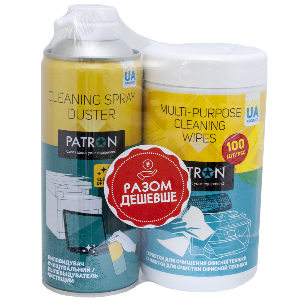 Стиснене повітря для чистки Patron spray duster 400ml F3-020 + wipes F3-028 (CS-PN-BUNDL-2) - фото 1 Стиснене повітря для чистки Patron spray duster 400ml F3-020 + wipes F3-028 (CS-PN-BUNDL-2) - фото 1