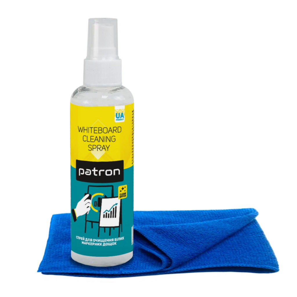 Спрей для очищення Patron Whiteboard Cleaner 250мл F3-007 + microfibre 30х30cm (CS-PN-BUNDL-18) - фото 1 Спрей для очищення Patron Whiteboard Cleaner 250мл F3-007 + microfibre 30х30cm (CS-PN-BUNDL-18) - фото 1