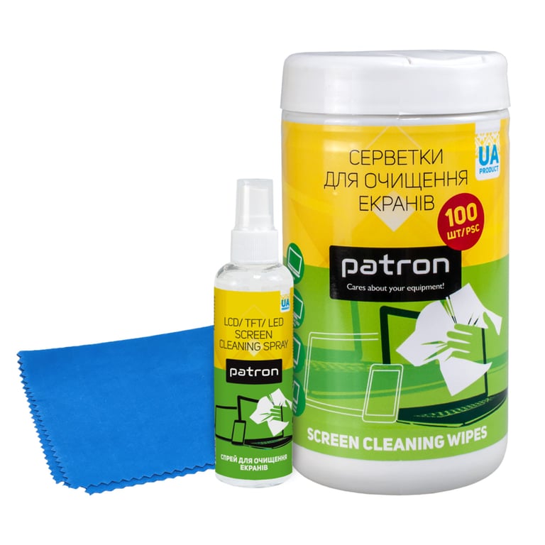 Універсальний чистячий набір Patron Screen spray 100ml F3-008 +wipesF3-027+microfi (CS-PN-BUNDL-13)