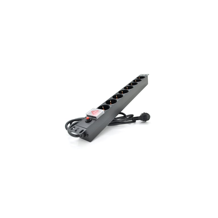 Силовий блок 19″ 8 розеток, кабель 1.8м, вимикач, алюм. корпус PiPo (PP8PDUBTGR)