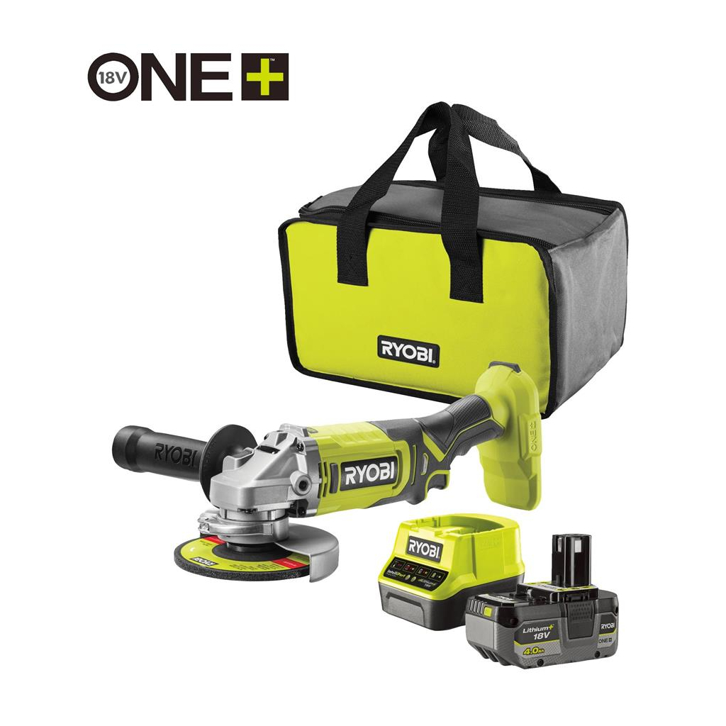 Шліфувальна машина Ryobi ONE+ RAG18125-1C40S 125мм, 18V, 1х4А·год 9000об/хв, сумка (5133005643) - фото 1