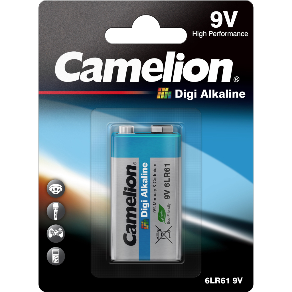 Батарейка Camelion Крона 6LR61 9V Digi Alkaline * 1 (6LR61-BP1DG) - фото 1