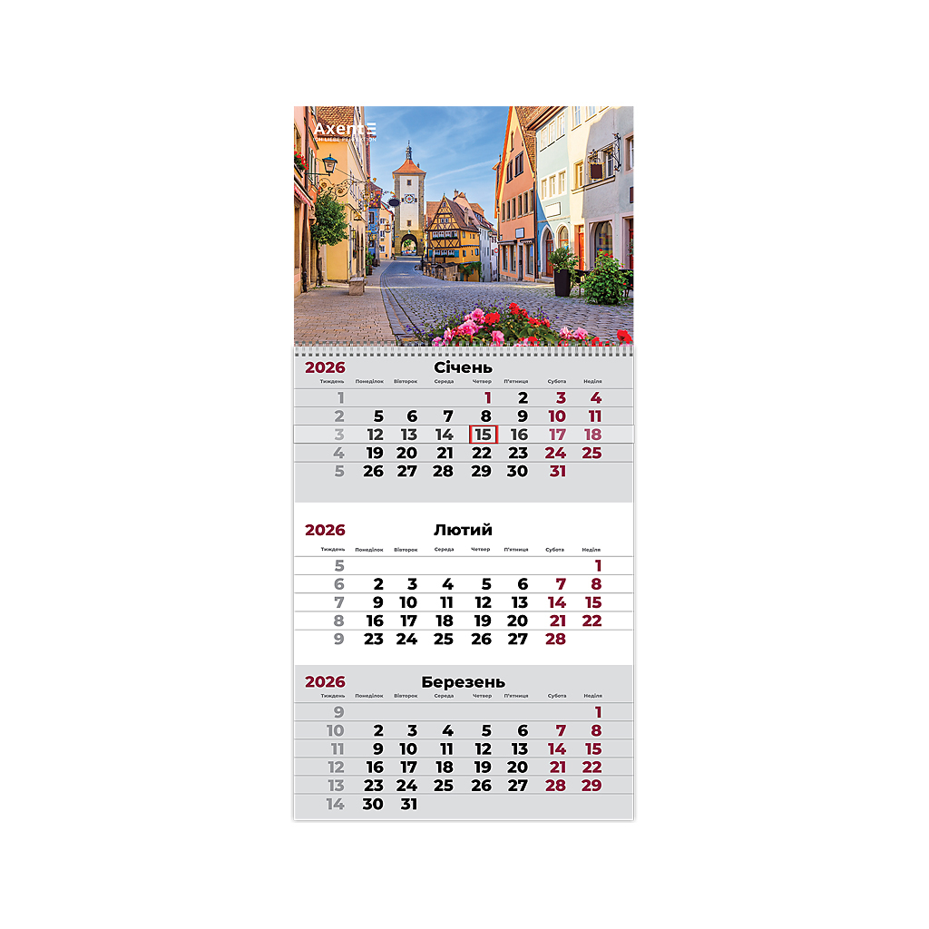 Календар Axent настінний квартальний на 2026 р. Romantic 2 (8801-26-2-A) - фото 2 Календар Axent настінний квартальний на 2026 р. Romantic 2 (8801-26-2-A) - фото 2