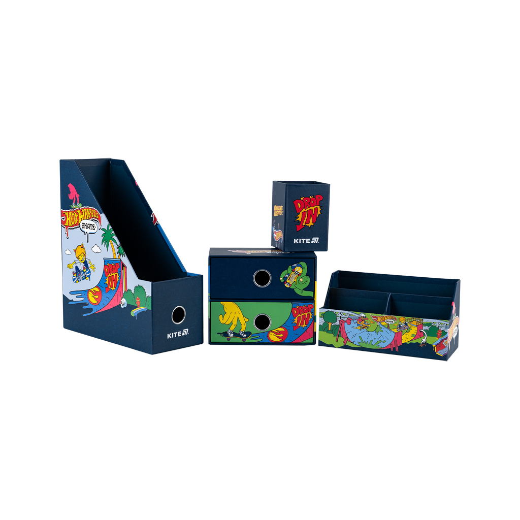 Настільний набір Kite Hot Wheels 4 предмети, картон (HW25-357) - фото 3 Настільний набір Kite Hot Wheels 4 предмети, картон (HW25-357) - фото 3