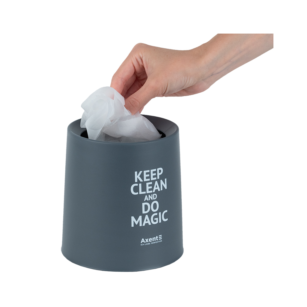 Кошик для паперів Axent Настільний контейнер для сміття, круглий, сірий (2131-03-A) - фото 4 Кошик для паперів Axent Настільний контейнер для сміття, круглий, сірий (2131-03-A) - фото 4