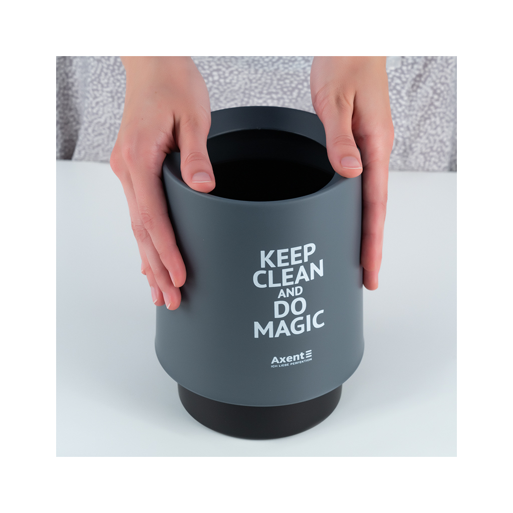 Кошик для паперів Axent Настільний контейнер для сміття, круглий, сірий (2131-03-A) - фото 5 Кошик для паперів Axent Настільний контейнер для сміття, круглий, сірий (2131-03-A) - фото 5