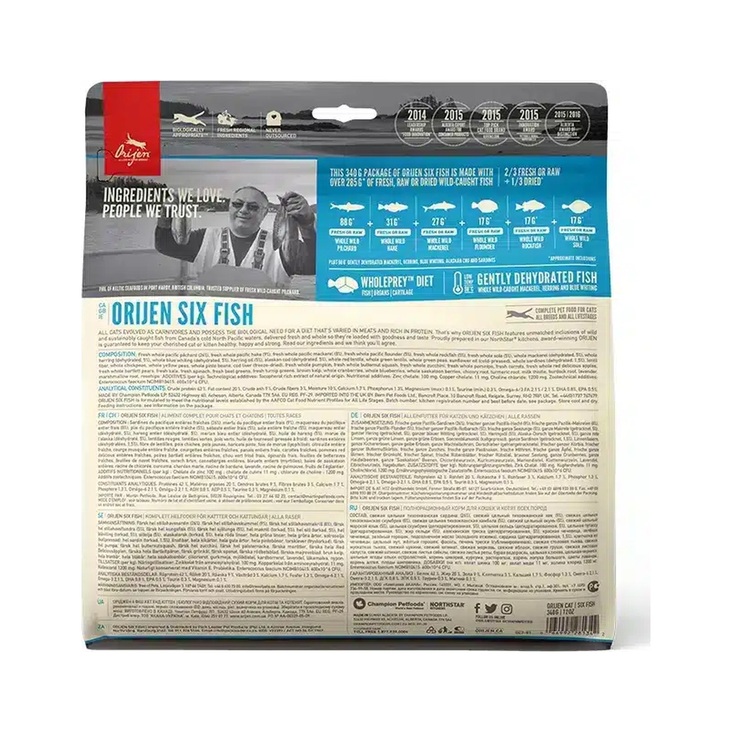 Сухий корм для кішок Orijen 6 Fish Cat&kitten 340 г (0064992281342) - фото 2 Сухий корм для кішок Orijen 6 Fish Cat&kitten 340 г (0064992281342) - фото 2