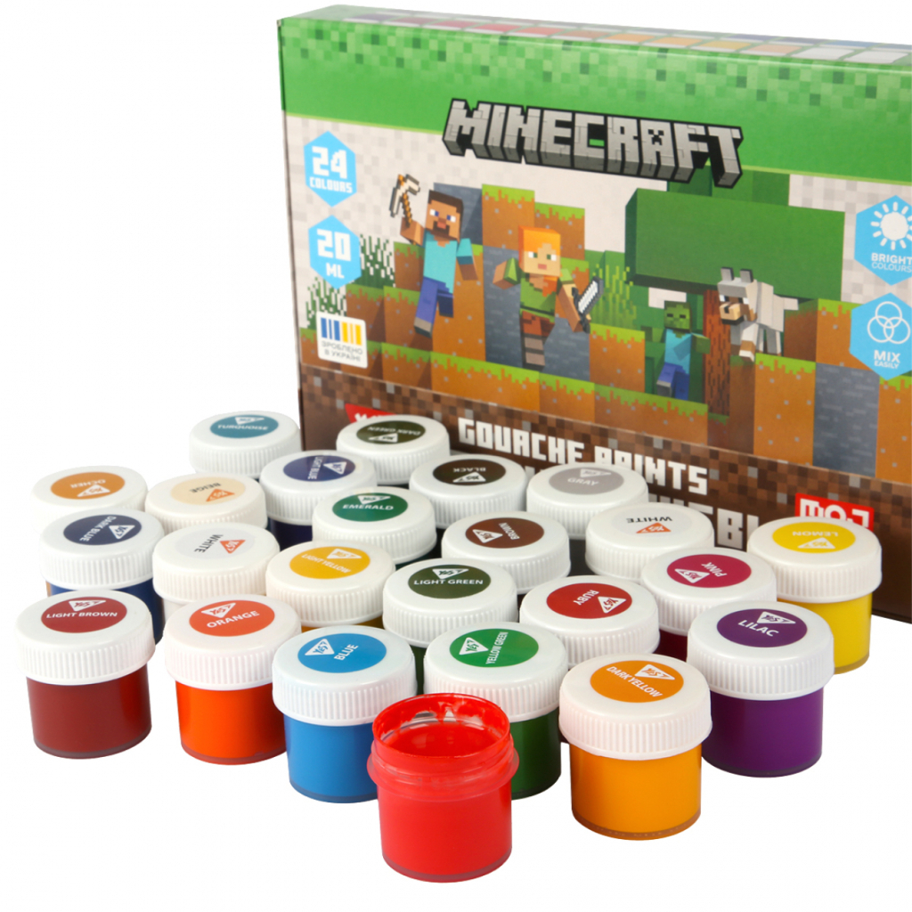 Гуашеві фарби Yes Minecraft 24 кольорів по 20 мл (230409) - фото 3 Гуашеві фарби Yes Minecraft 24 кольорів по 20 мл (230409) - фото 3