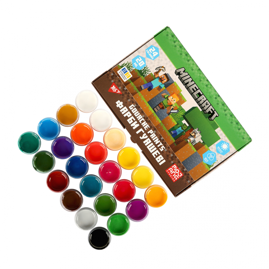 Гуашеві фарби Yes Minecraft 24 кольорів по 20 мл (230409) - фото 4 Гуашеві фарби Yes Minecraft 24 кольорів по 20 мл (230409) - фото 4