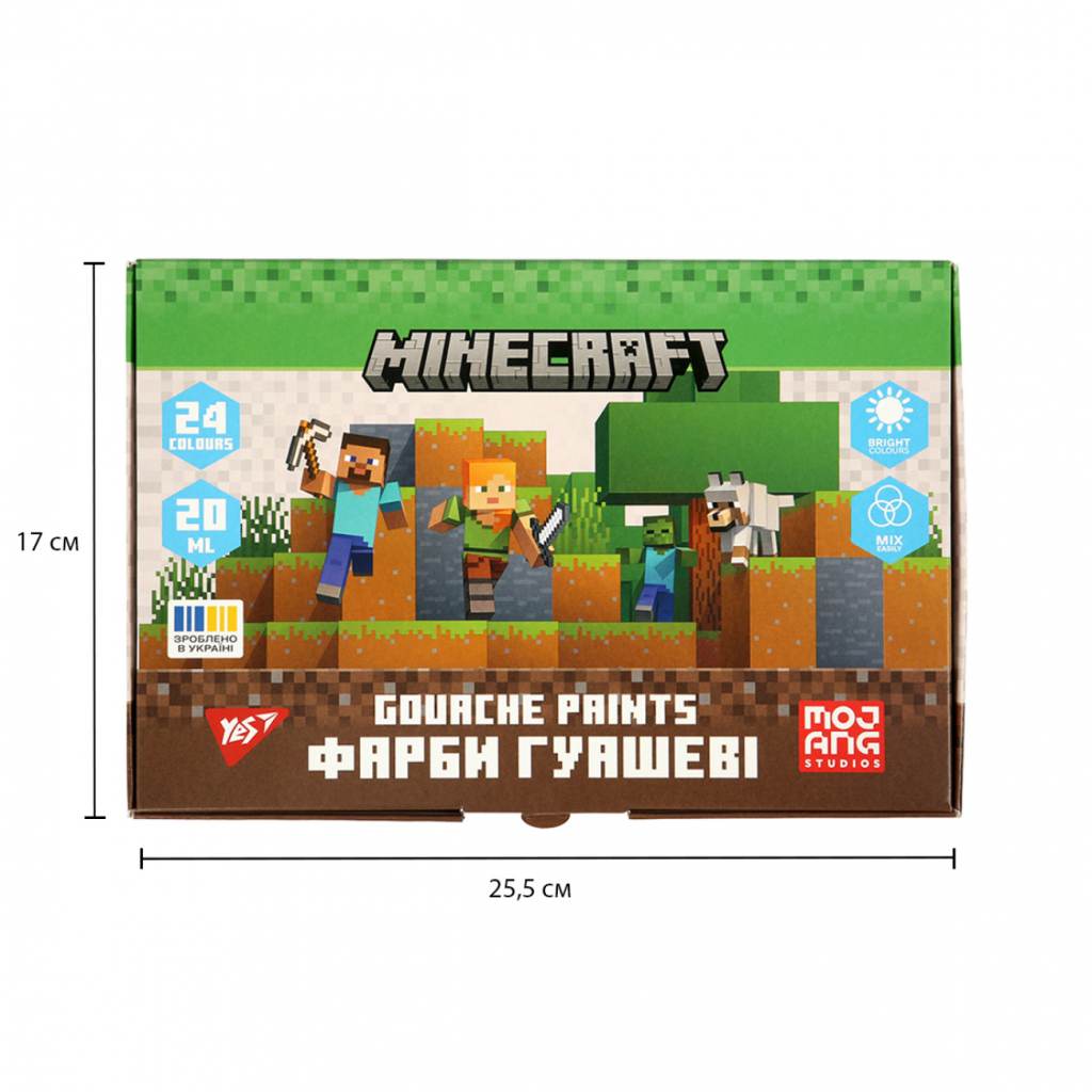 Гуашеві фарби Yes Minecraft 24 кольорів по 20 мл (230409) - фото 6 Гуашеві фарби Yes Minecraft 24 кольорів по 20 мл (230409) - фото 6