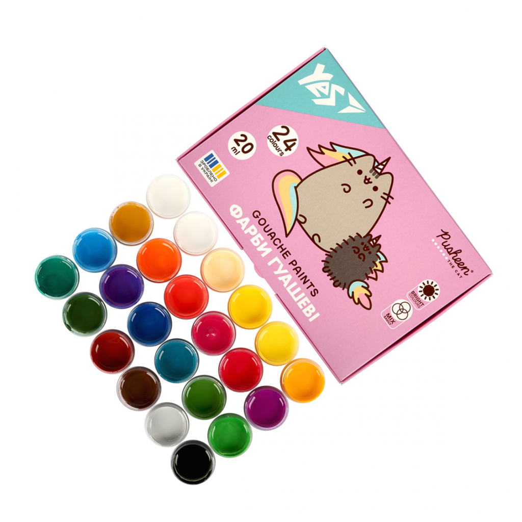 Гуашеві фарби Yes Pusheen 24 кольорів по 20 мл (230404) - фото 4 Гуашеві фарби Yes Pusheen 24 кольорів по 20 мл (230404) - фото 4
