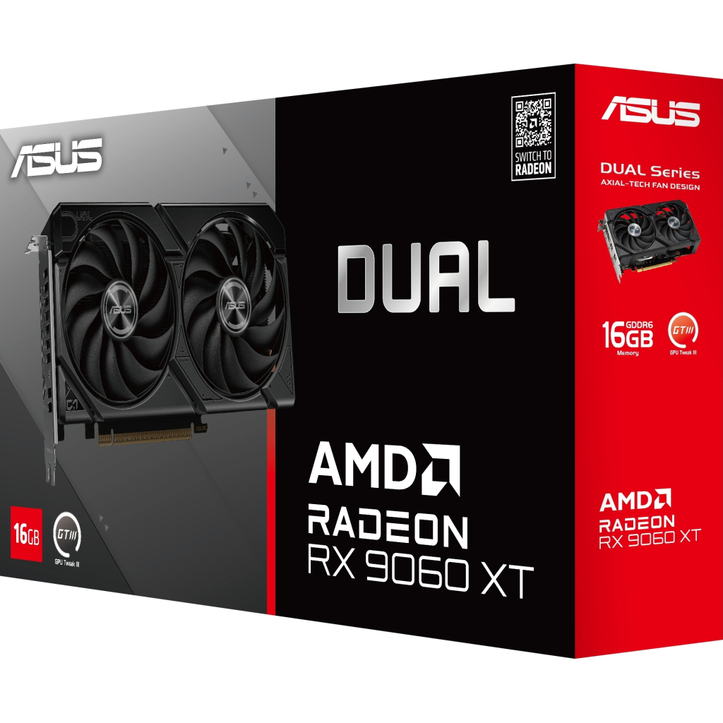 Відеокарта ASUS Radeon RX 9060 XT 16Gb DUAL OC (DUAL-RX9060XT-16G) - фото 4 Відеокарта ASUS Radeon RX 9060 XT 16Gb DUAL OC (DUAL-RX9060XT-16G) - фото 4