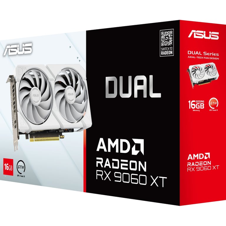 Відеокарта ASUS Radeon RX 9060 XT 16Gb DUAL WHITE OC (DUAL-RX9060XT-16G-WHITE) - фото 4