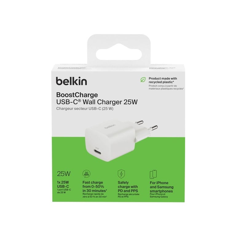 Зарядний пристрій Belkin USB-C PD25W PPS white (WCA012KQWH) - фото 4