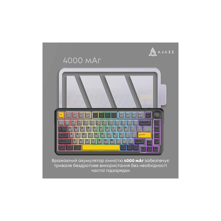 Клавіатура Ajazz AK820 MAX PLUS Daydream Switch RGB Wireless/Bluetooth/USB Black (AK820MAX-DD-BGY) - фото 4