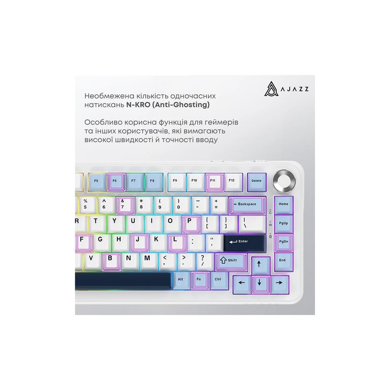Клавіатура Ajazz AK820 MAX PLUS Daydream Switch RGB Wireless/Bluetooth/USB White (AK820MAX-DD-BWD) - фото 10