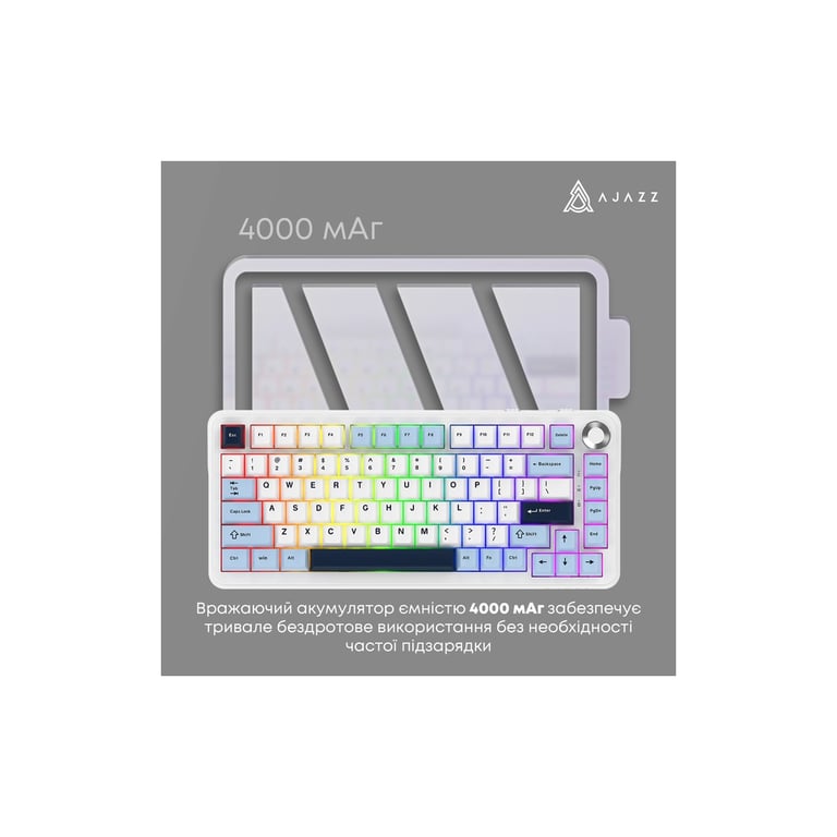 Клавіатура Ajazz AK820 MAX PLUS Daydream Switch RGB Wireless/Bluetooth/USB White (AK820MAX-DD-BWD) - фото 4