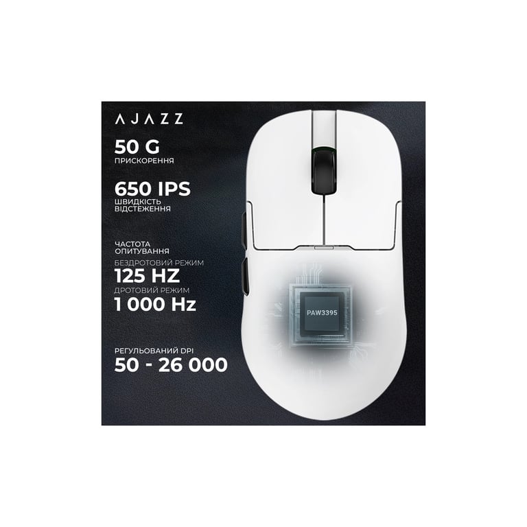 Мишка Ajazz AJ159PRO Wireless/Bluetooth/USB Charging Dock White (AJ159-PRO-W) - фото 11